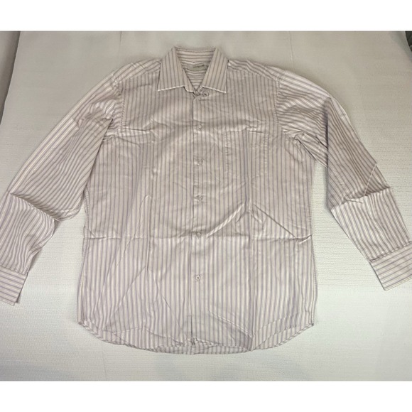 Poggianti Other - Poggiani 1958 Italy Striped Dress Shirt 16 Lavender Beige Cotton Italian Classic